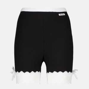 MIU MIU Lace-trimmed jersey biker shorts